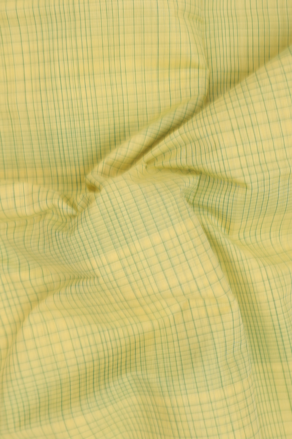 Mangalagiri Cotton Saree In Yellow With Checks Design