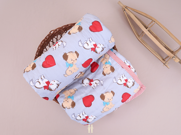 Cat Printed Design Grey Cotton Single Kids Bedspread