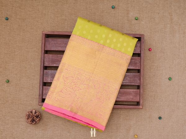 Chakram Buttas Green Kanchipuram Silk Pavadai Sattai Material