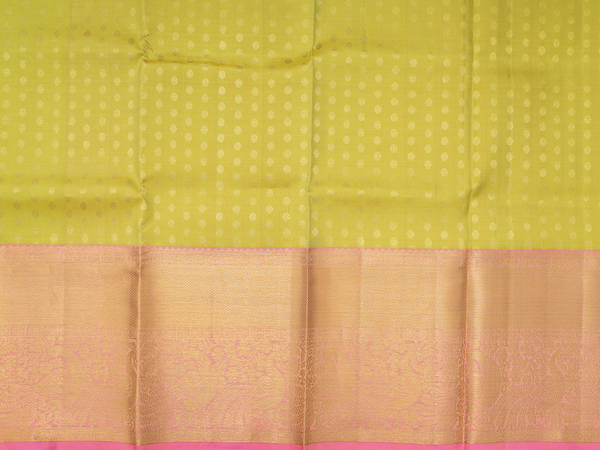 Chakram Buttas Green Kanchipuram Silk Pavadai Sattai Material