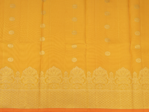 Chakram Buttas Yellow Kanchipuram Silk Half Saree Material