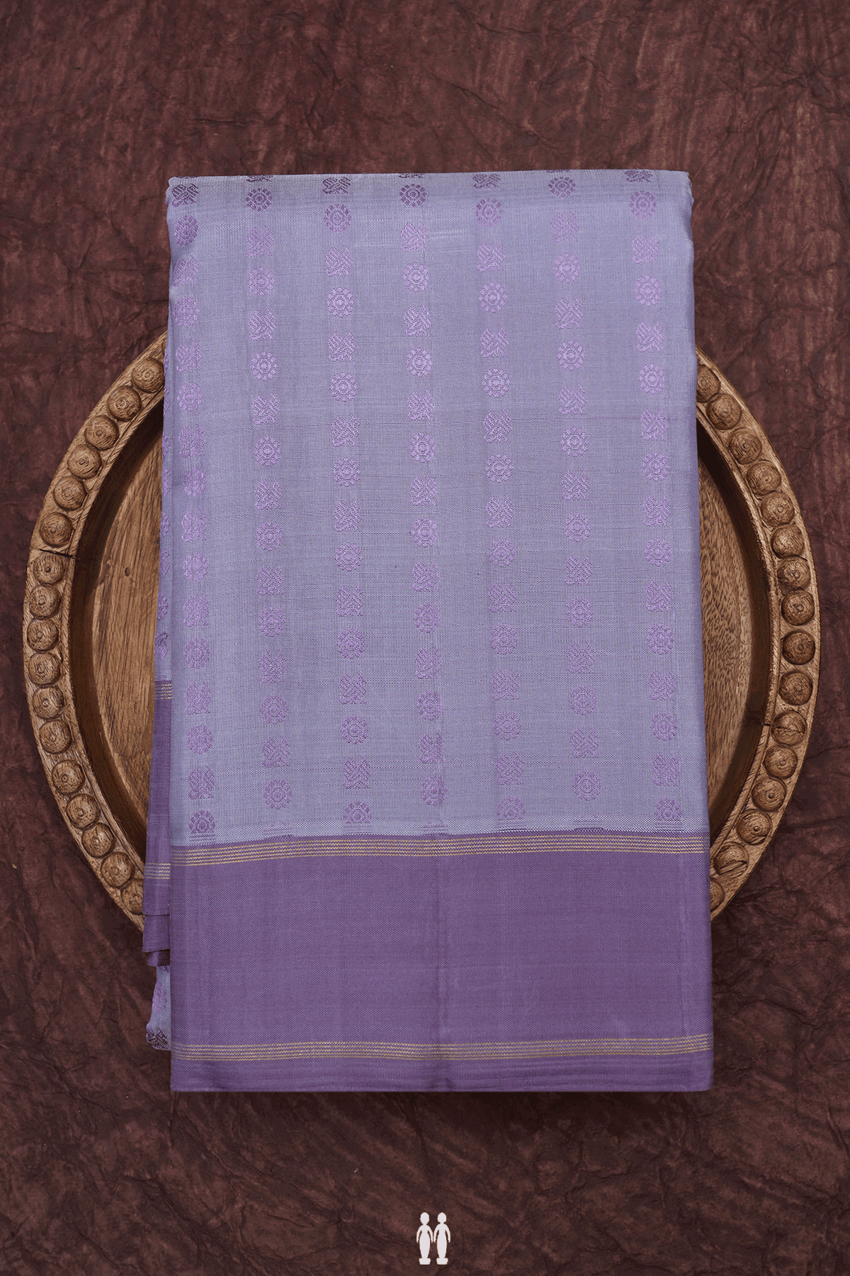 Chakram Peacock Buttas Stone Blue Kanchipuram Silk Saree