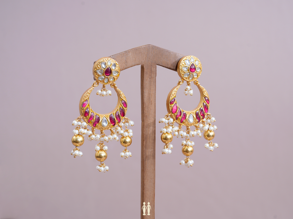 Chandbali Design Gold Plated Pure Silver Earrings
