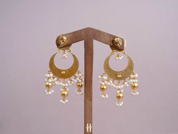 Chandbali Design Gold Plated Pure Silver Earrings