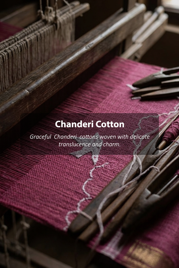 Chanderi Cotton Saree In Coffee Brown With Printed Design