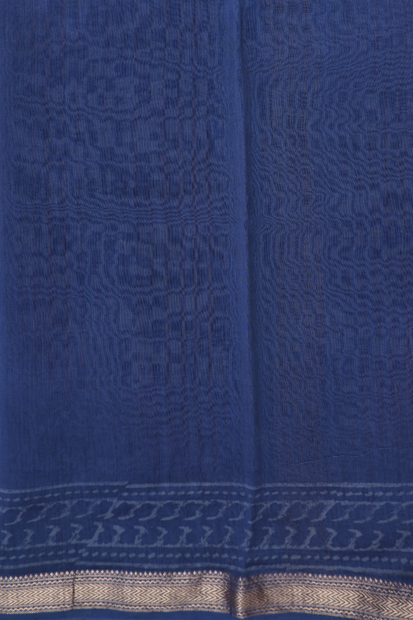 Chanderi Cotton Saree In Berry Blue With Printed Design