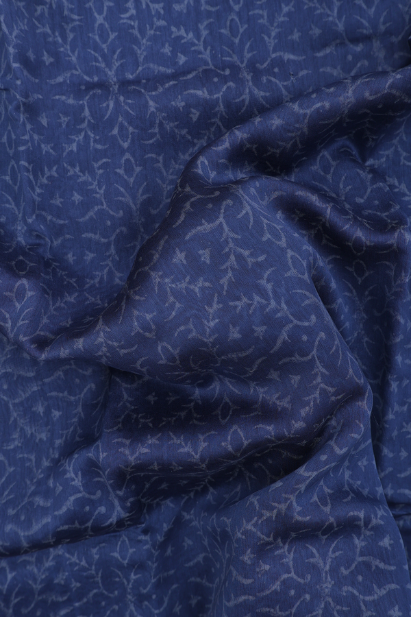 Chanderi Cotton Saree In Berry Blue With Printed Design