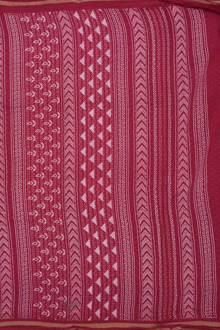 Chanderi Cotton Saree In Berry Red With Allover Triangle Design