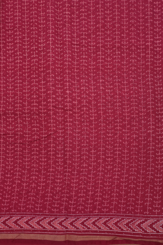Chanderi Cotton Saree In Berry Red With Allover Triangle Design