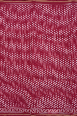 Chanderi Cotton Saree In Berry Red With Allover Triangle Design