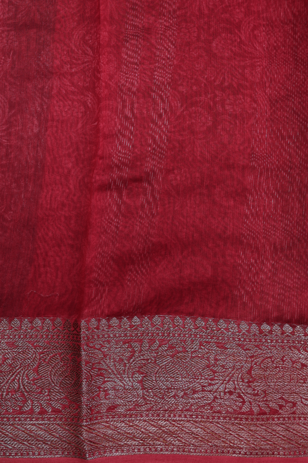 Chanderi Cotton Saree In Black With Floral Design