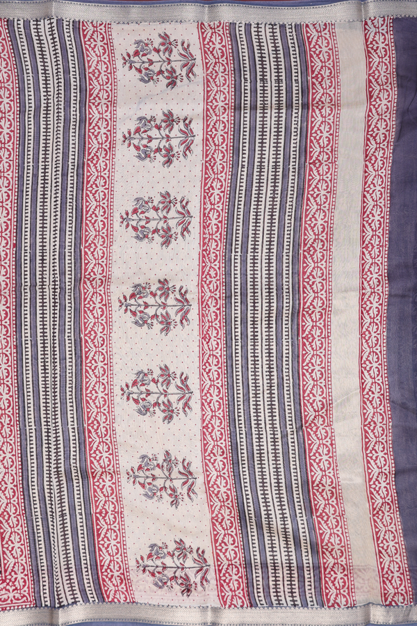 Chanderi Cotton Saree In Black With Printed Design