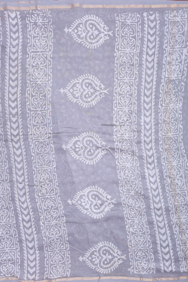 Chanderi Cotton Saree In Black With Printed Design