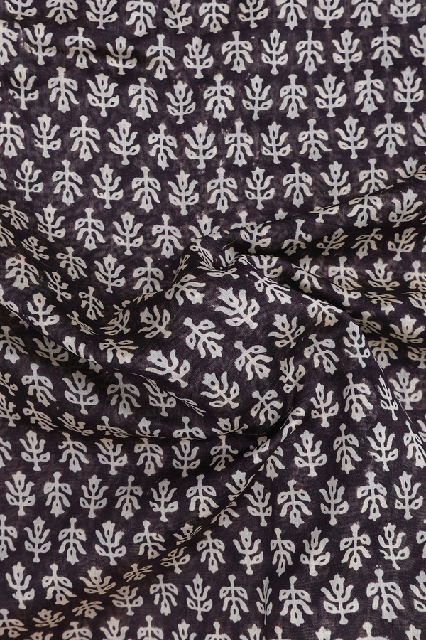 Chanderi Cotton Saree In Black With Printed Design