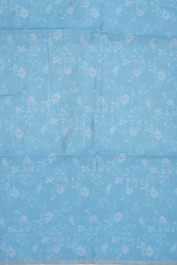 Chanderi Cotton Saree In Blue And Purple With Floral Printed