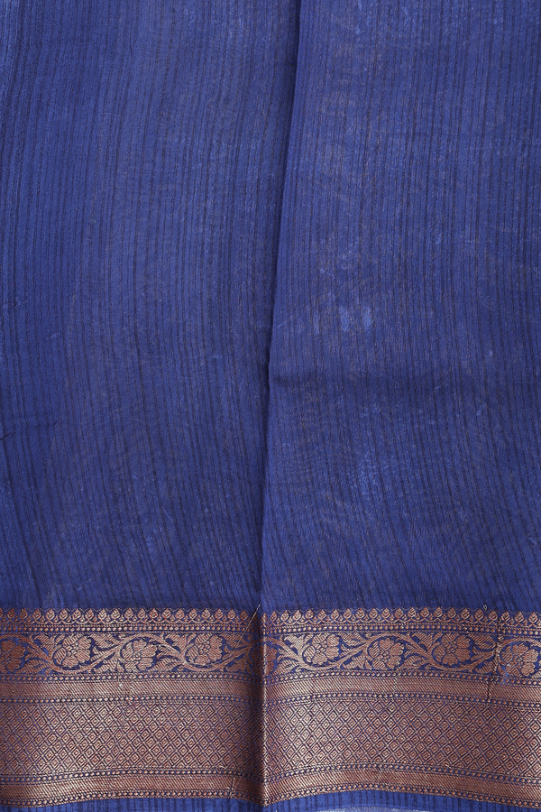Chanderi Cotton Saree In Blue With Floral Design
