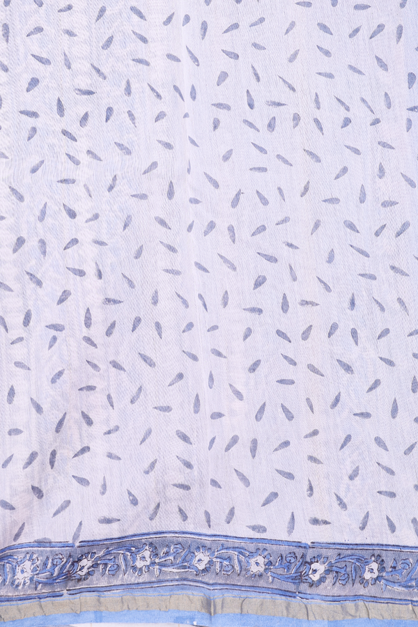 Chanderi Cotton Saree In Blue With Floral Design