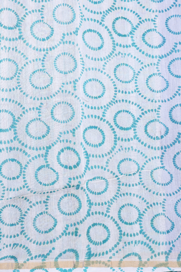 Chanderi Cotton Saree In Blue With Floral Design