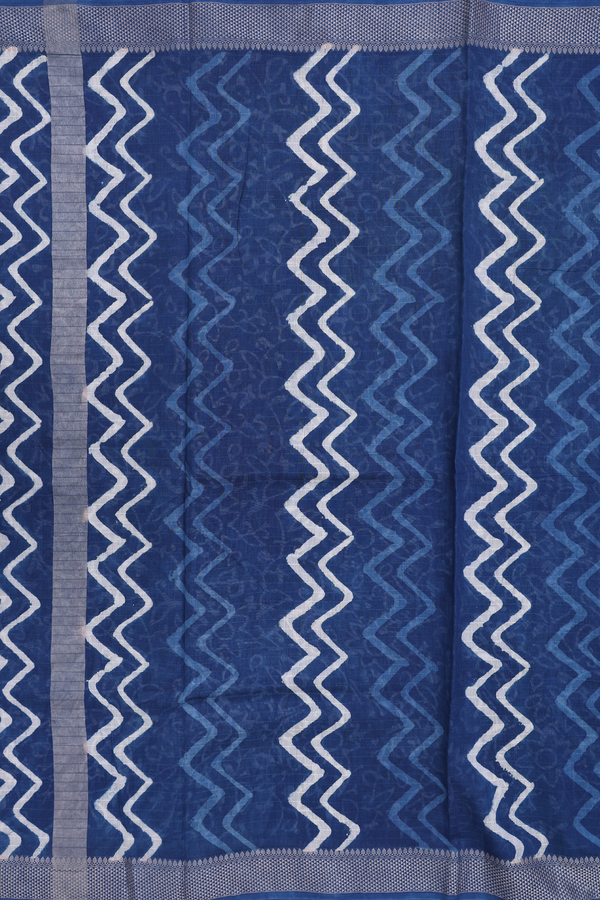 Chanderi Cotton Saree In Blue With Printed Design