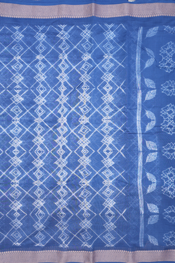Chanderi Cotton Saree In Blue With Shibori Design