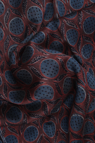 Chanderi Cotton Saree In Brick Red With Ajrakh Printed