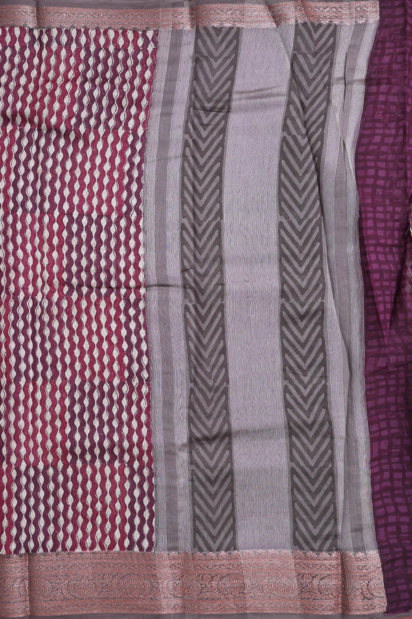 Chanderi Cotton Saree In Shades Of Brown With Allover Design