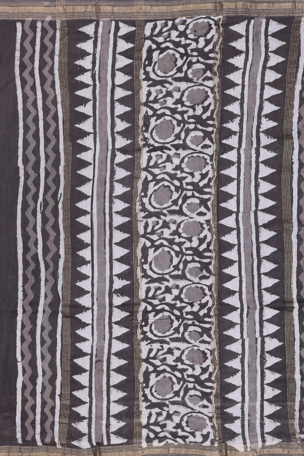 Chanderi Cotton Saree In Brown With Diamond Design