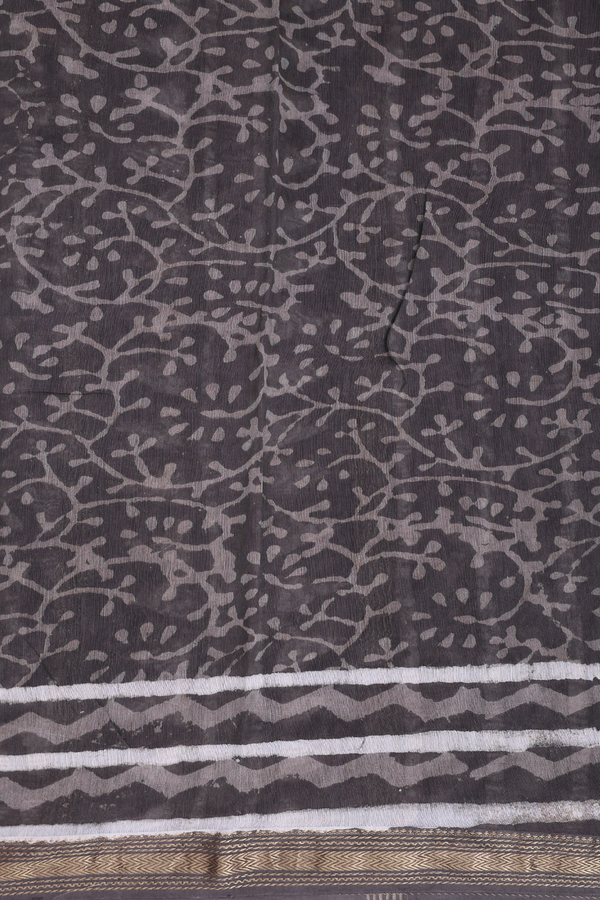 Chanderi Cotton Saree In Brown With Diamond Design