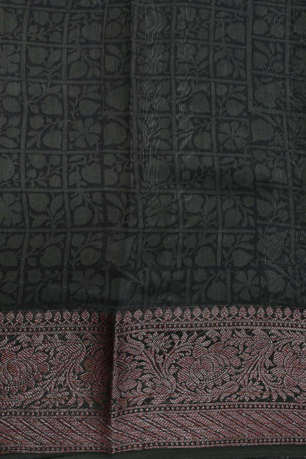 Chanderi Cotton Saree In Brown With Printed Design