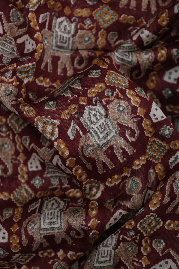 Chanderi Cotton Saree In Brown With Printed Design