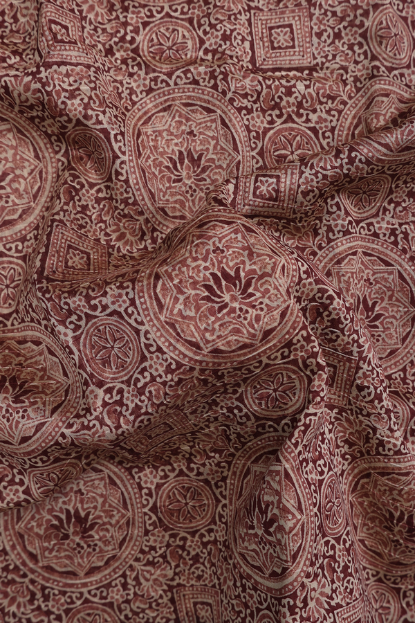 Chanderi Cotton Saree In Brown With Printed Design