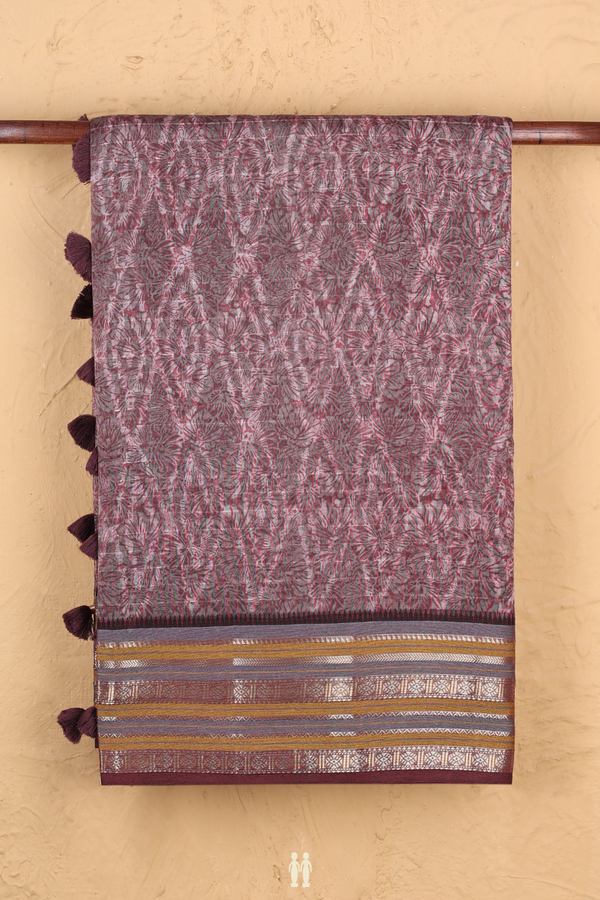Chanderi Silk Cotton Saree In Cocoa Brown With Printed Design