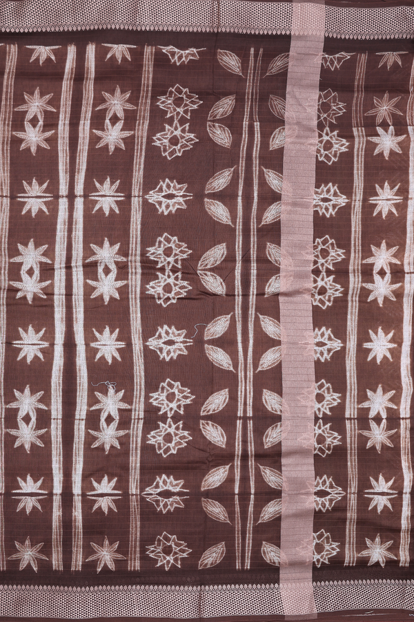 Chanderi Cotton Saree In Cocoa Brown With Allover Design