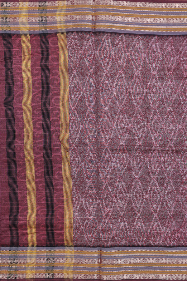 Chanderi Silk Cotton Saree In Cocoa Brown With Printed Design