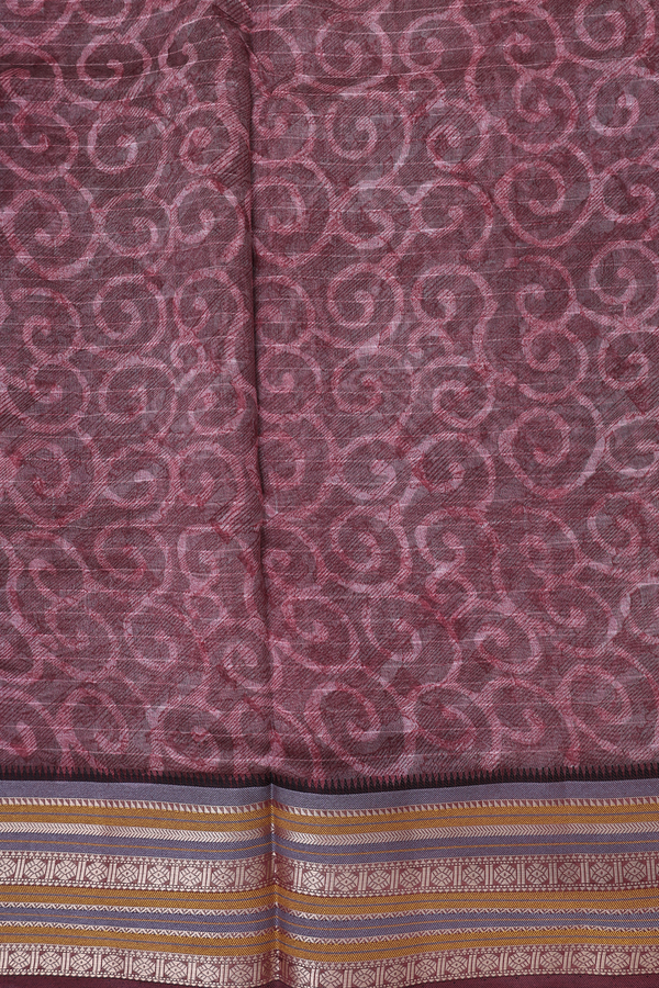 Chanderi Silk Cotton Saree In Cocoa Brown With Printed Design