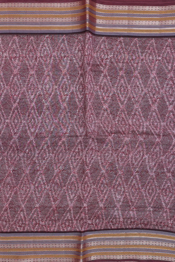 Chanderi Silk Cotton Saree In Cocoa Brown With Printed Design