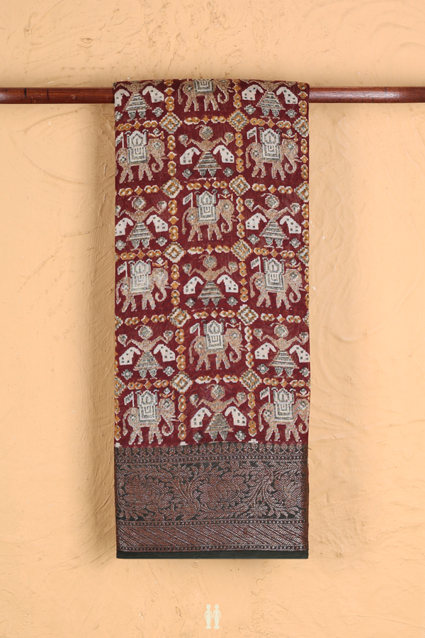 Chanderi Cotton Saree In Coffee Brown With Allover Design