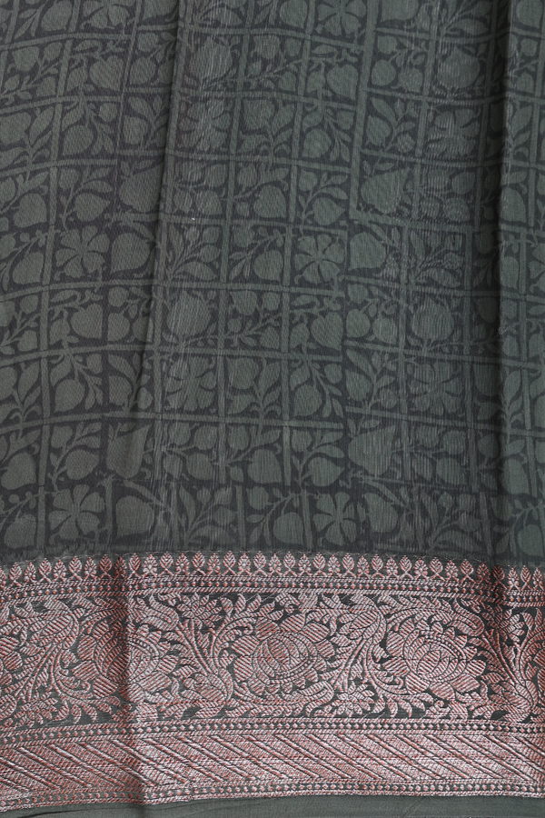Chanderi Cotton Saree In Coffee Brown With Allover Design