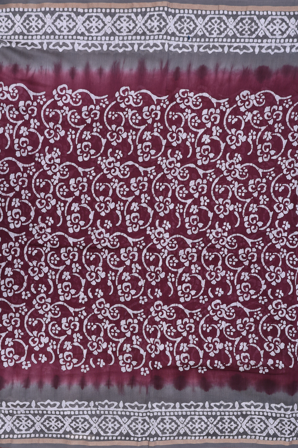 Chanderi Cotton Saree In Coffee Brown With Printed Design