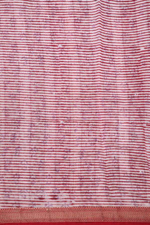 Chanderi Silk Cotton Saree In Crimson Red With Floral Design