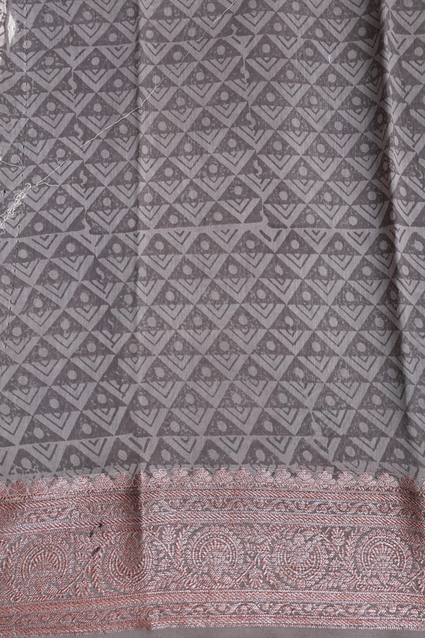 Chanderi Cotton Saree In Dark Green With Printed Design