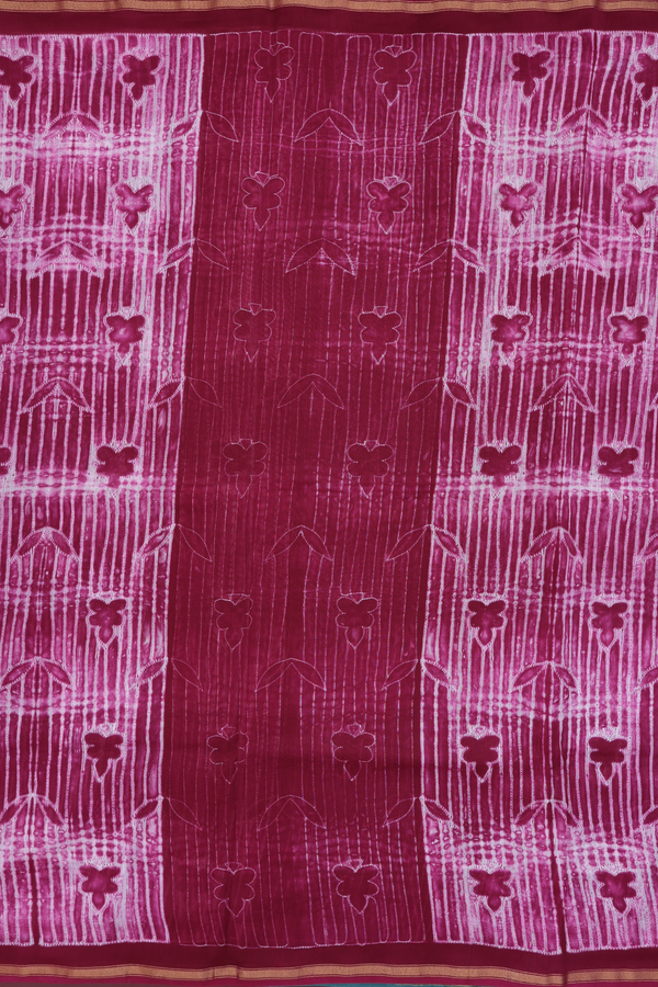 Chanderi Cotton Saree In Deep Mulberry With Printed Design