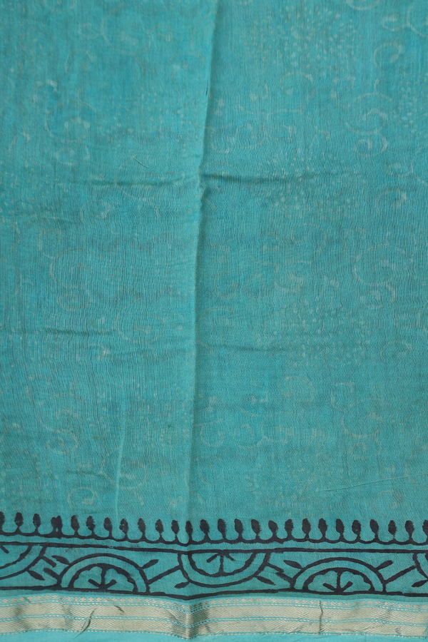 Chanderi Cotton Saree In Dusty Green With Floral Design