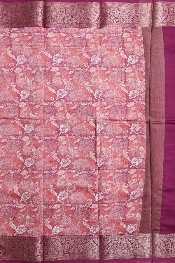 Chanderi Cotton Saree In Dusty Red With Printed Design