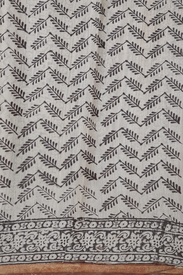 Chanderi Cotton Saree In Cream Color With Floral Design