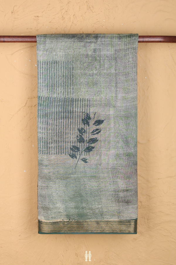 Chanderi Cotton Saree In Green With Printed Design