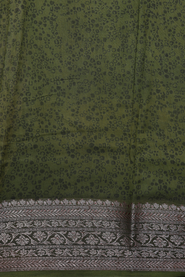 Chanderi Cotton Saree In Green With Printed Design