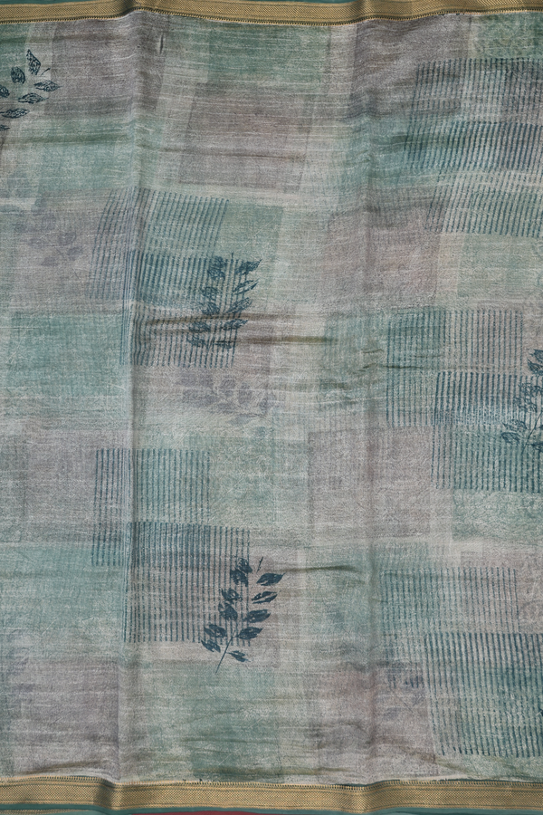 Chanderi Cotton Saree In Green With Printed Design