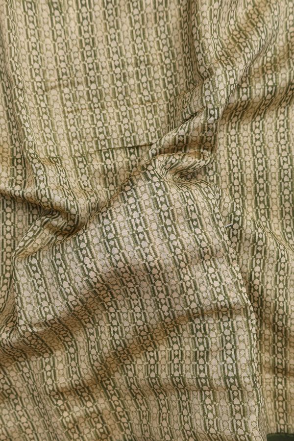 Chanderi Cotton Saree In Green With Printed Design