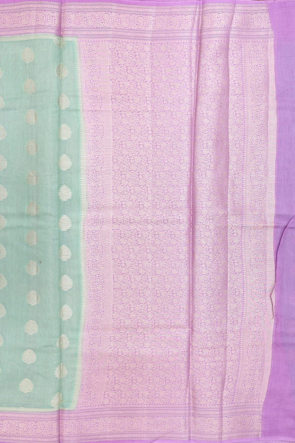 Chanderi Silk Cotton Saree In Green With Zari Buttas